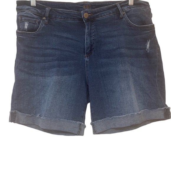 Kut from the Kloth Pants - KUT From The Kloth Boyfriend Cuffed Dark Washed Jean Shorts Size 16